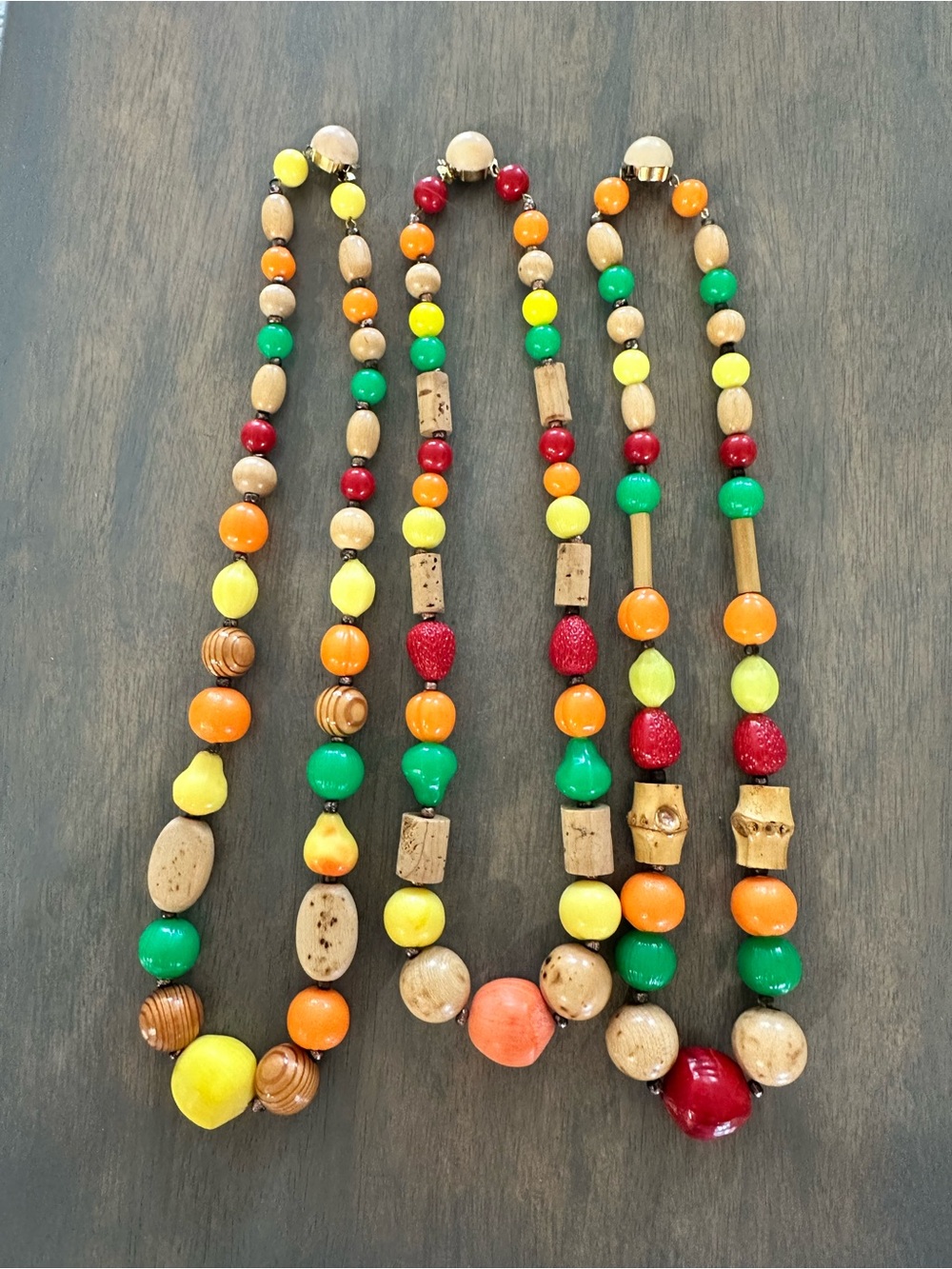 Vintage Fruit Salad Necklaces - Set of Three